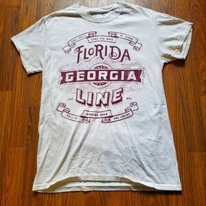 Florida Georgia Line Band Tee Small White Gildan Heavy Cotton Country Shirt B20